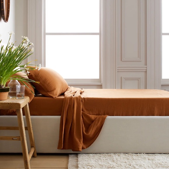 QUINCE European Linen Sheet Set Queen Terracotta 1643 - Picture 3 of 12